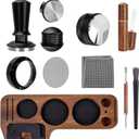 9 Pack Espresso Tamper Station&Coffee Distributor Tamper&Espresso WDT Stirrer&Coffee Tamping&Brush&Coffee Dosing Funnel&Espresso Puck Screen, Latte Art pen and Towel (54 mm)