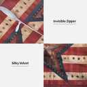 American Flag with Red Throw Pillow Covers 18 X 18 Inch Set of 2 Pillow Cases Decoration Cushion Cover for Sofa Bedroom Living Room Outdoor