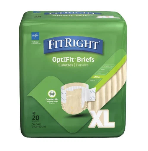 FitRight Optifit Briefs Diapers XL Adult Underwear 56-64” 20 pack 