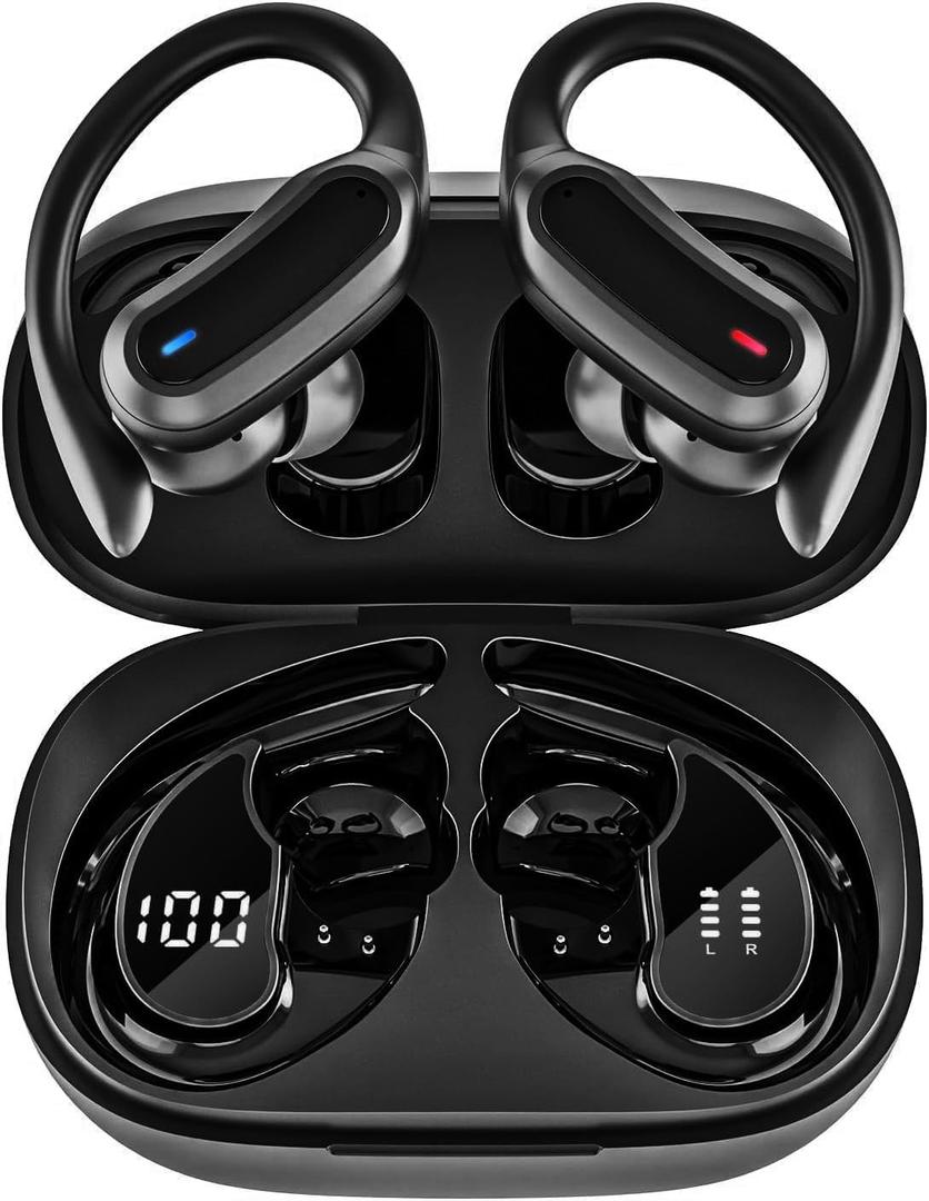 Wireless Earbuds, Bluetooth 5.4 Headphones, True Wireless Stereo Sound Earphones with Noise Cancelling Mic, Fast Charging, IPX7 Waterproof, Comfort Fit Ear Buds for Sports/Workouts/Travel (Deep Black)
