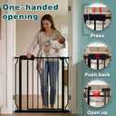62.2"-71.65" Extra Wide Auto Closing Baby Safety Gate for Stairs & Doorways, Pressure Mounted No Drill Pet Gate with Walk-Through Door - Heavy Duty Childproof Gate for Toddlers, Kids, Dogs