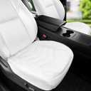 2PCS Car Seat Cover Nappa Leather Front for Tesla Model Y&3 2020-2024 Car Seat Bottom Protector, Original White Color Heavy Duty Seat Cushion Protector Without Backrest (White)