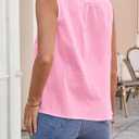 Tankaneo Womens Eyelet Tank Top Embroidered Babydoll Sleeveless Shirts (Pink, XL)