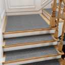 1PC Stair Treads Non-Slip Washable Peel and Stick Stair Treads for Wooden Steps Indoor Reusable Stair Carpet Treads Adhesive Stair-Runner Rugs for Kids and Dogs Elder30"x30" Gray
