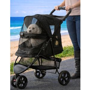 Pet Gear No-Zip Special Edition 3 Wheel Pet Stroller for Cats/Dogs, Zipperless Entry, Easy One-Hand Fold, Removable Liner, Cup Holder, Charcoal Black