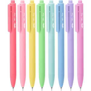Mr. Pen- Retractable Gel Pens for Journaling, 8 Pack, Pastel Color Inks, Fast Dry, Colorful & Soft grip Barrels, Smooth Writing, 0.7mm Fine Point Aesthetic Pens