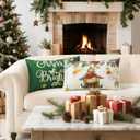 Artscope Christmas Oh Holy Night Merry Bright Jesus Wreath Throw Pillow Covers 12x20 Inch Set of 4, Winter Hoilday Christmas Decoration Pillow Cases for Home Sofa Couch Decor-Green