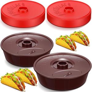 Nuogo 4 Pack Tortilla Warmers 9 Inch 7.2 Inch Tortilla Holder with Lid Microwavable Plastic Insulated Keeper Dishwasher Safe Servers for Pancake Waffles
