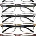 BLS +2.0 Businessman Rectangular Reading Glasses - Professional Durable Readers - Blue-Light Blocking Lenses