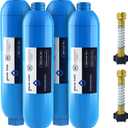 GLACIER FRESH RV/Marine Water Filter with 2 Flexible Hose Protector, Greatly Reduces Bad Taste, Odors, Chlorine and Sediment in Drinking Water, 2 Pack (Blue)