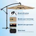 Garvee 10FT Solar Lights Offset Patio Umbrella with Cross Base, Tan