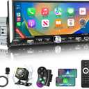 Single Din Touchscreen Car Stereo with Wireless Apple Carplay Android Auto, 6.9" HD IPS Touch Screen Car Stereo with Bluetooth 5.2, Mirror Link, Backup Camera Navigation Dual USB & Charge FM AM EQ SWC