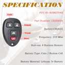 SUPALAND Keyless Entry Remote Control Key Fob Replacement Fits for Chevy Malibu Cobalt 2005-2012 Pontiac G5 G6 Grand Prix Solstice 2005-2010 Buick Lacrosse Saturn Aura Sky KOBGT04A 15252034