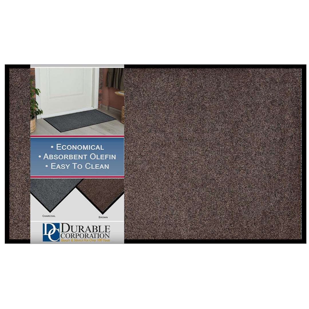 Durable Corporation-654S46 Wipe-N-Walk Vinyl Backed Indoor Carpet Entrance Mat, 4' x 6', Brown