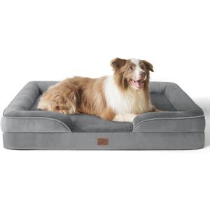Bedsure Orthopedic Dog Bed for Large Dogs - Big Washable Dog Sofa Beds Large, Supportive Foam Pet Couch Bed with Removable Washable Cover, Waterproof Lining and Nonskid Bottom, Grey (38.0"L x 28.0"W x 6.5"Th)