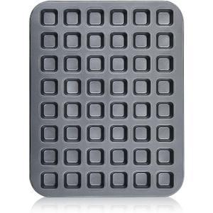 1 Pcs Mini Brownie Bites Pan with Dividers Small Baking Pans 48 Cavity Mini Square Muffin Pan Nonstick Heavy Duty Carbon Steel Cupcake Tool for Christmas Birthday Gift Wedding Party