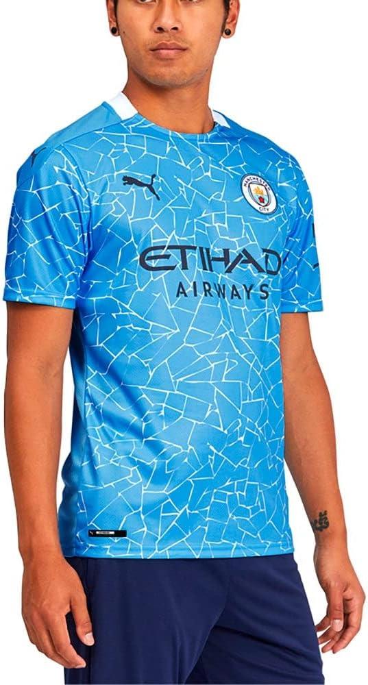 PUMA Men's Manchester City 2020-21 Home Jersey (Small) Team Light Blue-Peacoat
