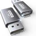 JSAUX 4K DisplayPort to HDMI Adapter 2-Pack, DP PC to HDMI Monitor Converter Video UHD 2K@120Hz,4K@30 DP to HDTV Male to Female Uni-Directional Adapter Compatible with Dell, Lenovo, HP,GPU, AMD -Grey