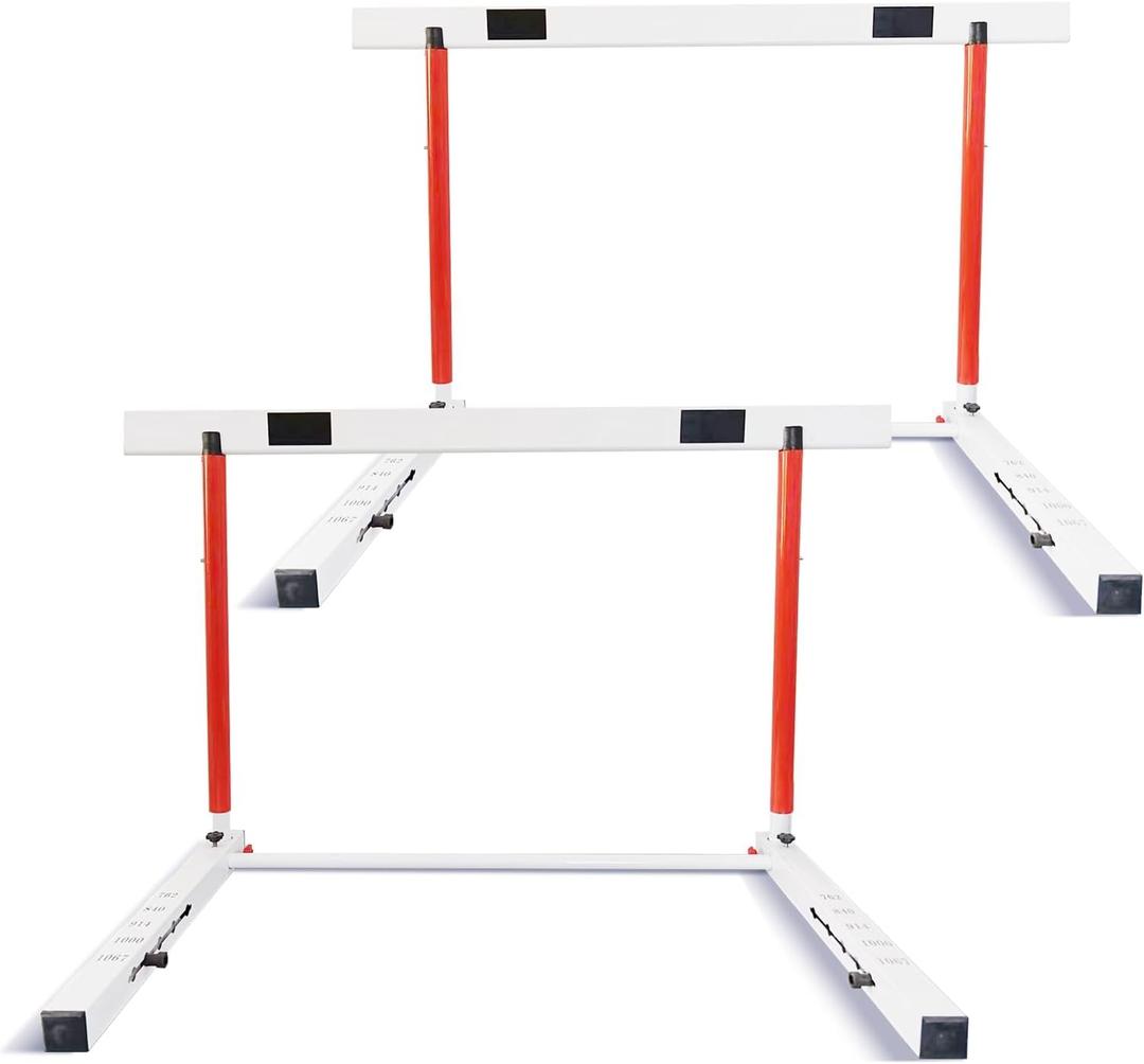 Adjustable Track and Field Hurdles Height Sports Training Hurdle with Counterweight Heavy Duty Track and Field Equipment Practice Training from 30 to 42 Inch for Athletes Adults, 2 pcs