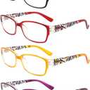 DONGDI Blue Light Blocking Reading Glasses Computer Readers for Women/Men, Eyeglasses (4 Mix Colour)