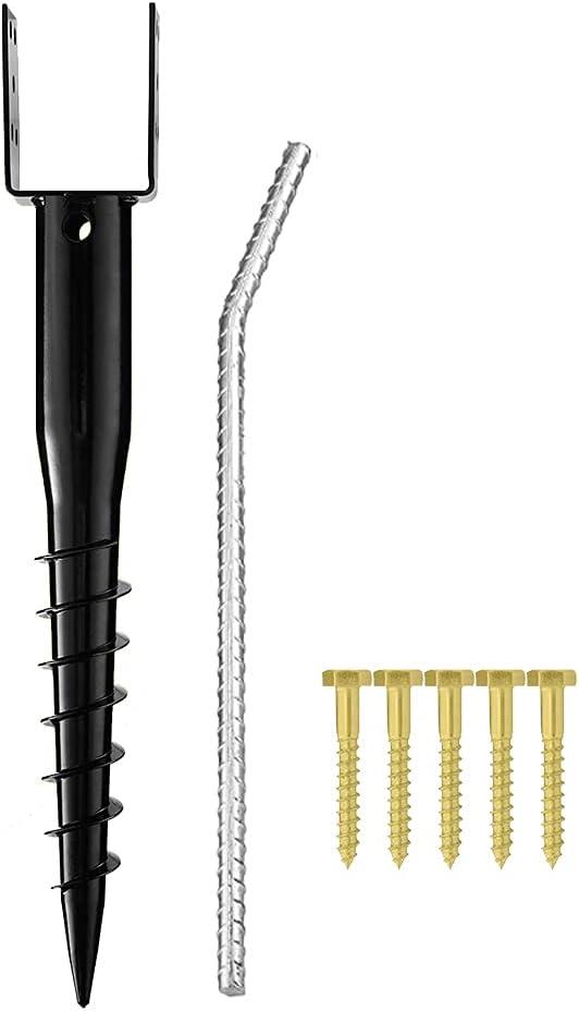 Premium No Dig Ground Anchor Black U-Model Screw in Post Stake 27" Long Anchor Fits Full Sized 4"x4" Posts, Great for Mailbox Posts and Fence Posts (27"x4"(1 Pack))