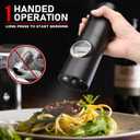 Electric Salt and Pepper Grinder Set of 2, Automatic Pepper Mill,USB Rechargeable, Adjustable Coarseness, One-handed Operation, Ceramic Burr,Refillable, Auto Grinders with Charging Base LED Light