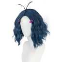 JoneTing Envied Wig+Hair Cap+ 2 Purple Pink Hairpins Short Wavy Deep Blue Green Wigs Dark Bluish Green Wig Envied Cosplay Wigs Blue Cosplay Costume Hair for Halloween Party Costume Outfit