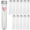 Acrux7 60 Pack Plastic Test Tubes, 45 ML Clear Test Tubes with Screw Caps, Plastic Test Tube Container for Bath Salts, Candy Storage, Scientific Party, Wedding Decorate, Plant Propagation