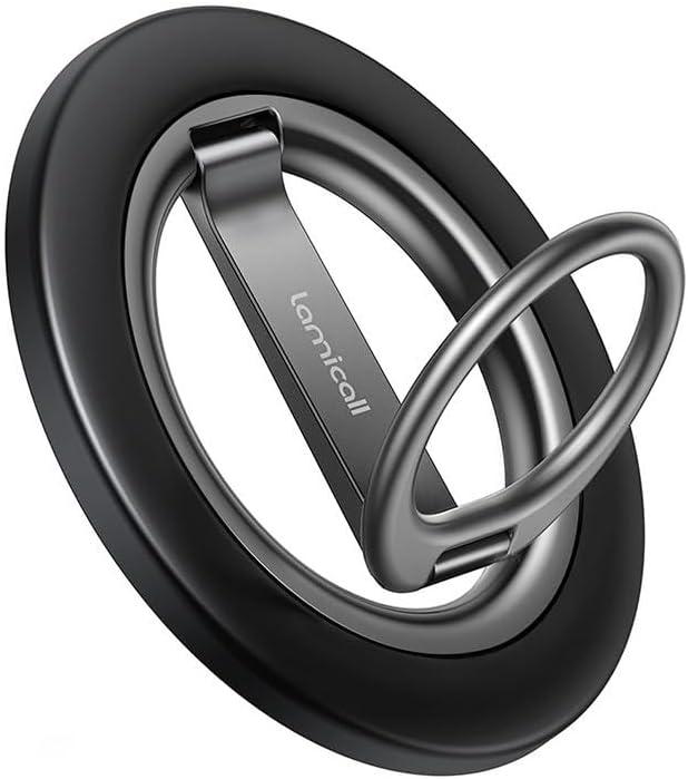 Lamicall for MagSafe Magnetic Phone Ring Grip - 360 Rotation Finger Grip Holder Stand, Super Magnet Cell Phone Kickstand Ring, Mag Safe Accessories for iPhone 17 16 15 14 13 12 Pro Max Air, Androids (Misty Black)