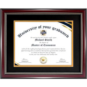 HOUSE DAY Diploma Frame 8.5 x 11 with Black over Gold Mat or Display 11x14 Diploma Frame 11x14 without Mat, High Definition Glass Certificate Frames 8.5 x 11 Degree 11 x 14 Diploma Frames, Mahogany with Gold Beads, 1 Pack