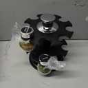 Kamenstein 16 Jar Ellington Revolving Countertop Spice Rack with Lift & Pour Caps and Spices Included, FREE Spice Refills for 5 Years: Black and Chrome