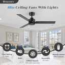 2 Pack 48 Inch Ceiling Fans without Light Remote Control, 6-Speed, Quiet Reversible DC Motor, 3-Blade, Industrial Indoor/Outdoor Ceiling Fan No Light for Living Room Patio, Black