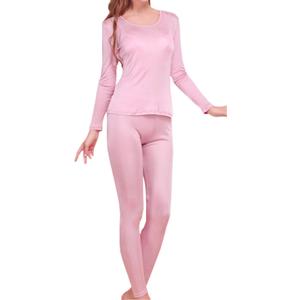 Grenasasilk Womens Silk Long Underwear Mulberry-silk Long Johns Thermal Underwear Sets Cold Weather Base Layer (Medium, Rubber Red)