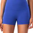 YUNOGA No Front Seam Biker Shorts for Women, High Waisted Tummy Control 3" Inseam Exercise Athletic Gym Running Yoga Shorts (Royal Blue,XXL) (Blue, XXL)