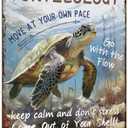 ALKB Sea Turtle Decor Gifts for Turtle Lovers - Inspirational Turtle Decor for Bathroom Wall Art Hanging Sign 8x12 Inch