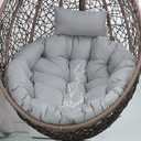 Swing Egg Chair Cushion Waterproof Washable Hanging Chair Cushions with Ties Thicken Large Wicker Egg Chair Cushion Outdoor with Headrest Pillow,Light Grey,45 * 45 in