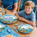 268pcs Fishing Birthday Party Decorations Complete Party Set, for 25 Guests, Fishing Birthday Decorations, includes Fish Themed Balloons, Plates, Banner, Backdrop, Tablecloths, etc