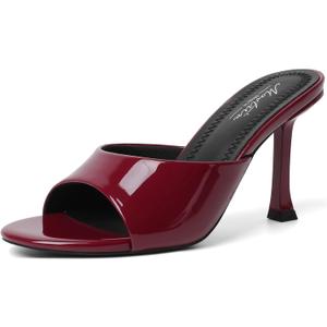 Mostrin Kitten Heels for Women Round Toe Heels With Bow Vintage Mules Sexy Slip on Stiletto Backless Sandals for Party Daily (6, Burgundy)