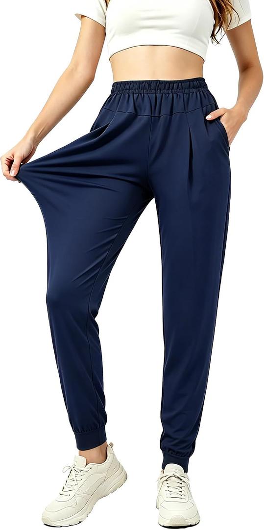 Womens Joggers with Pockets Loose Fit Lounge Athletic Sweatpants Lightweight Tapered Track Pants for Hiking Running (Blue, M)