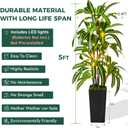 Artificial Dracaena Tree 5FT, Fake Plants with Black Tall Planter - Fake Tree Tall Faux Plants Indoor Floor Plant with Moss - Artificial Plants Indoor for Office Living Room Home Decor