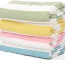 Touchat 4 Pack Cabana Stripe Beach Towels,30 by 60 Inches, Oversized Microfiber Towels Set for Pool,Super Absorbent Bath Towels for Bathroom,Kids and Adult,4 Colors (Pink+blue+green+yellow)