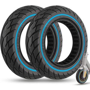 10x2.125 Inch 10x2/54-152 Solid Tire Fit for Ninebot F25/ F30/ F40/ F65/ D40X/ D18W/ D28U Hiboy S2 Pro Max Gotrax G4 Turboant 7X Pro Electric Scooter, 50/75-6.1 Wheel Replacement, Blue 2PCS
