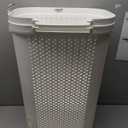 Mind Reader 60L Slim Laundry Hamper, Clothes Basket, Lid, Ventilated, Plastic, Set of 2, White