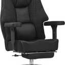 VECELO Big and Tall Office Chair 400lbs, Mesh High Back Computer Chair with Foot Rest, Ergonomic Desk Chair with Lumbar Support and Armrest, Black