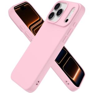 Compatible with iPhone 17 Pro Case, Shockproof Liquid Silicone Protective Phone Case with Soft Anti-Scratch Microfiber Lining Ultra Slim Drop Protection Phone Cover(Pink)