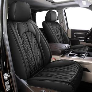 IKABEVEM Seat Covers Fit for Dodge RAM 1500 2002-2024 2025 2026: Compatible with RAM 1500 2500 3500 Car Seat Cover Truck Pickup Crew Double Quad Cab (Curved Bench, Front Seat, Black)