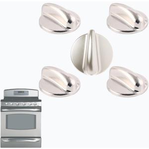 Updated WB03K10303 Stove Knobs Replacement for GE Profile Cooktop & Oven Range, Heavy-Duty Metal Burner Control Knobs, Fit WB03K10208, AP4980246,1810427, etc 5 Packs (Not Universal)