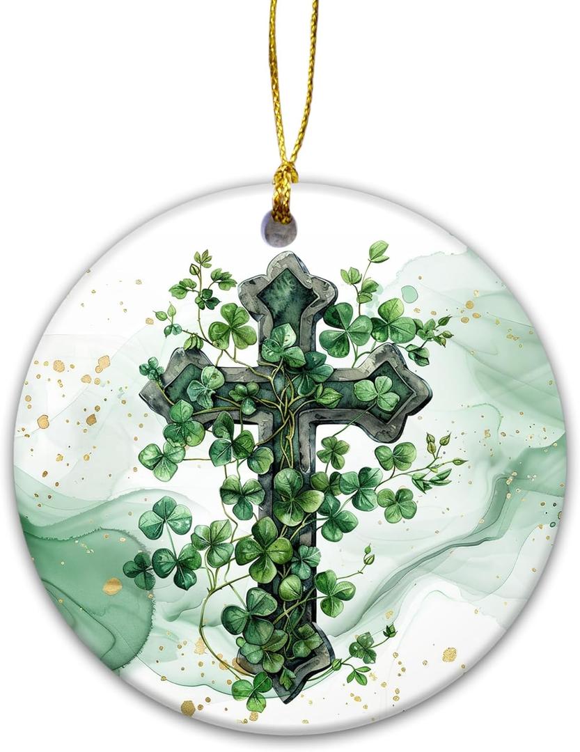 Saint Patrick's Day Ornament | Irish Celtic Cross Christmas Ornament, Irish Blessing Christmas, Celtic Cross Watercolor