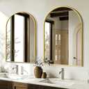AMOISE Arched Mirror for Bathroom, 2Pack 30"x20" Gold Vanity Bathroom Mirror for Over Sink, Metal Framed with HD Shatter-Proof Glass for Entryway, Living Room,Bedroom