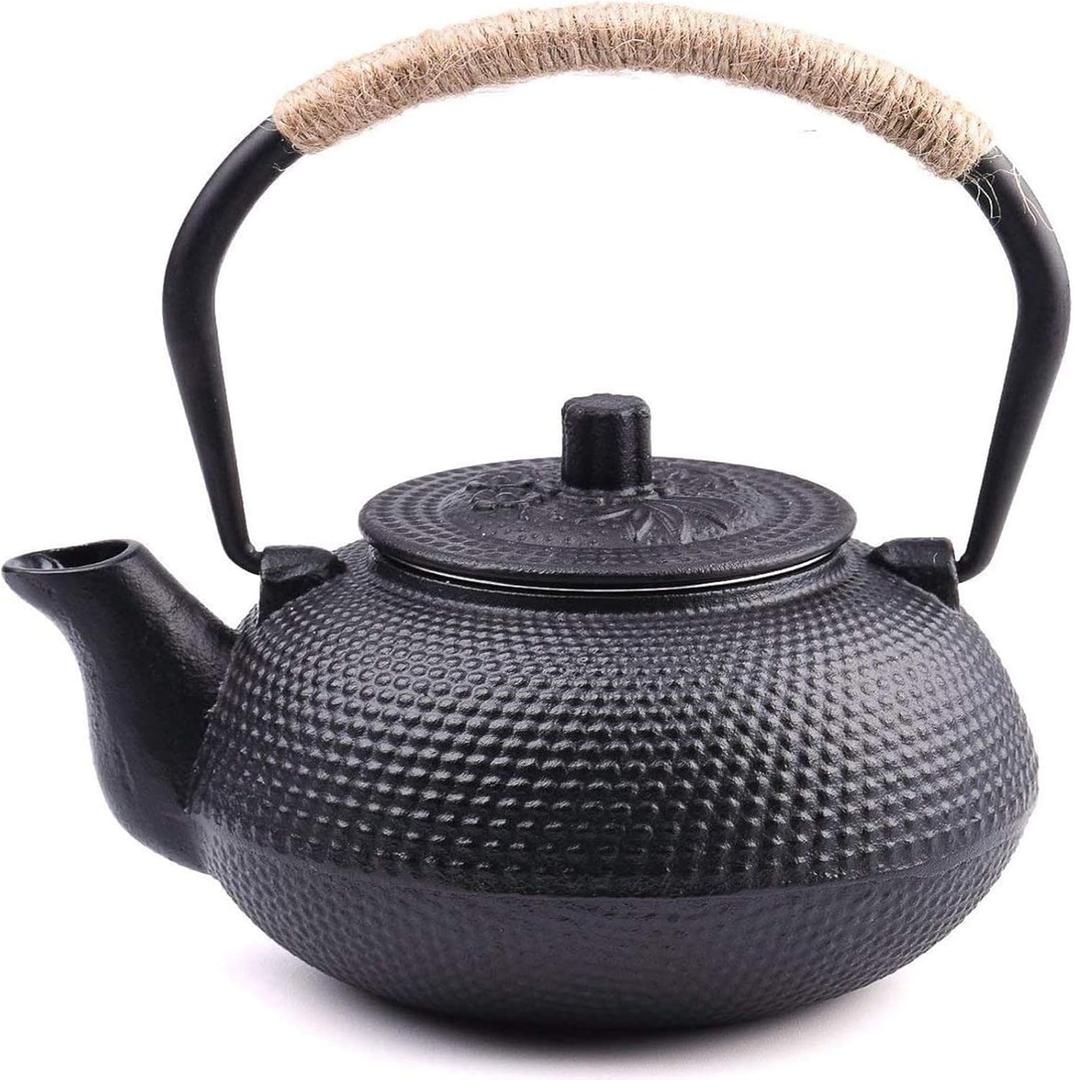 Suyika Japanese Tetsubin Cast Iron Teapot Tea Kettle pot with Stainless Steel Infuser for Stovetop Safe Coated with Enameled Interior 22 oz/650 ml